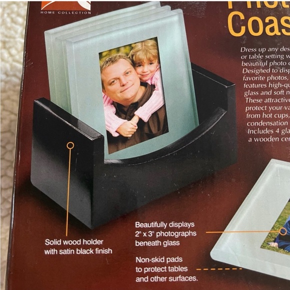 Home Solid Glass Photo Coasters Wooden Holder Picture Photo 2x3 - NEW
NIB NWT - Picture 8 of 14